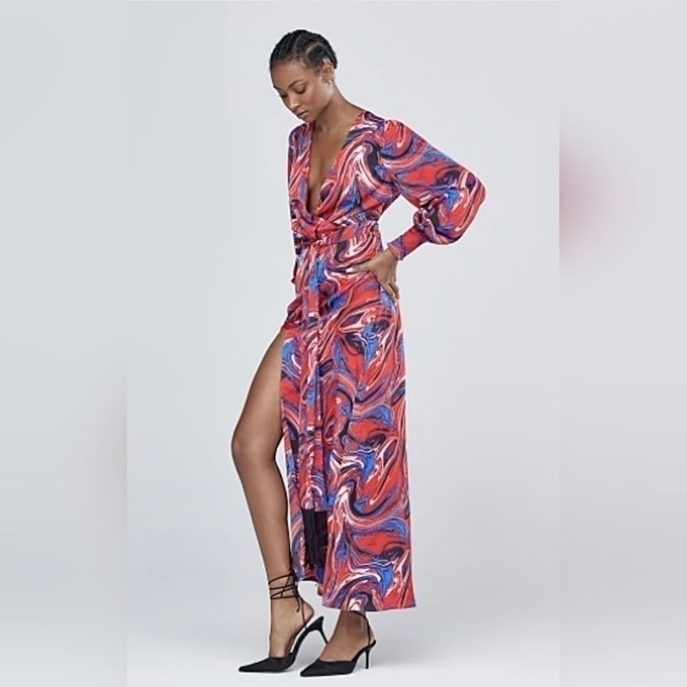 MARBLE-PRINT MAXI DRESS - GABRIELLE UNION COLLECTION